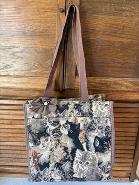 Signare Tapestry Shopping Bag Tote For Woman Cat kitten Pet Design